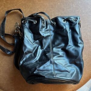 Thom McAn Black Leather Shoulder Bag